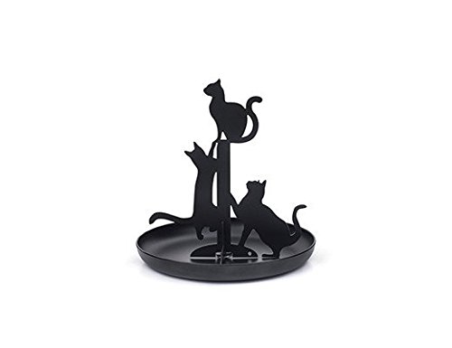 Livro Suporte Para Jóias de Gatos Pretos Kikkerland - Suportes para joias - gatos, esmaltado, fácil de montar, 14x14x14cm