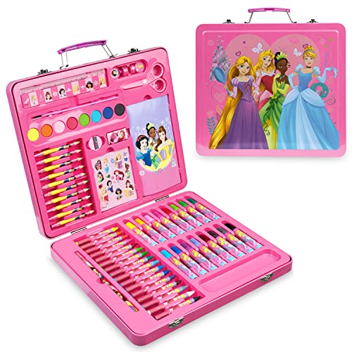 Estojo DISNEY Princesses (Idade Mínima Recomendada: 3 anos) F&F Stores - Organizadores de mesa - 12 marcadores, 6 lápis de cor, pincel, adesivos