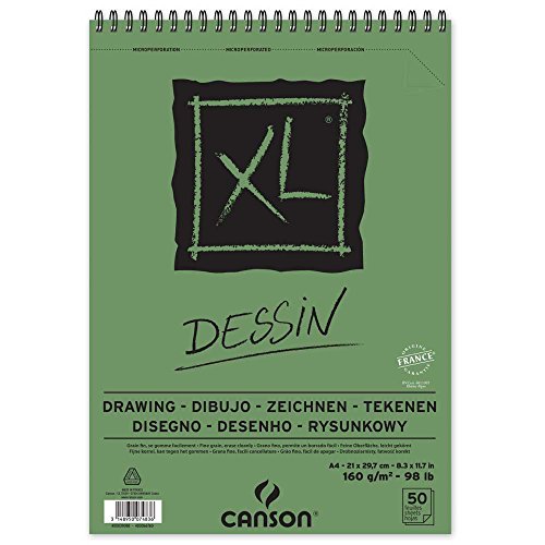 Bloco de Desenho Canson XL Dessin A4 Liso Microperfurado Espiral 21x29.7cm 50 Folhas 160g Canson - Papel de arte e artesanato - espiral, microperfurado, 160g/m², 50 folhas