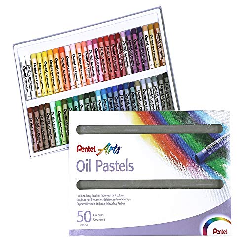 Pentel PHN-50 50 Unidades de Pastel de Óleo Pentel - Pasteis de cera - 50 unidades, pastel de óleo, cores variadas, opacas, intensas