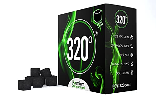 Carvão de Coco 320º 2Kg 27Mm Cúbico 320º - Acessórios de fumar - 2 kg, 104 cubos, 27 mm, cinzas 2,5%