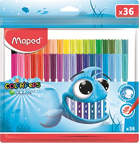 Caneta de Feltro MAPED Color'Peps Ocean 2mm - Azul Maped - Marcadores e marcadores de texto - caneta, feltro, tinta à base de água, lavável, 2mm