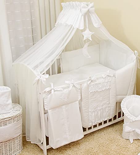 Mosquiteiro para Berço 4 Peças com Dossel Branco Aluxshop - Roupa de cama - mosquiteiro, berço, dossel, branco