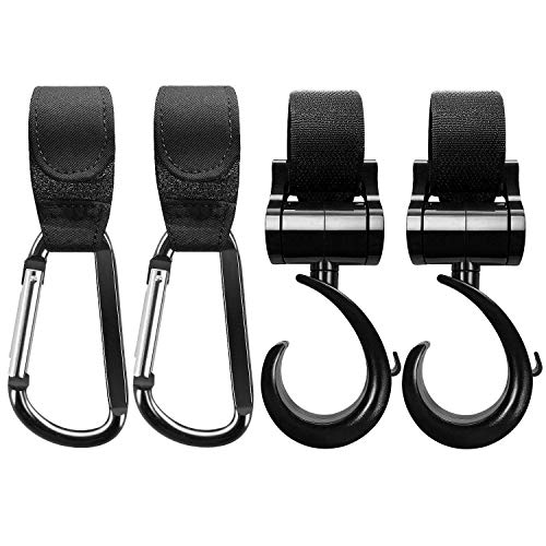 Ganchos para Carrinho de Bebé 4 Peças Preto YIKEF - Móveis para bebês e crianças pequenas - ganchos, carrinho bebé, 4 peças, preto