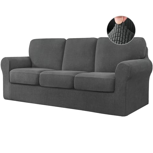 Capa Protetora de Sofá 3 Lugares Cinzento Escuro BXFUL - Conjuntos de móveis - 3 lugares, poliéster, moderno, cinzento escuro