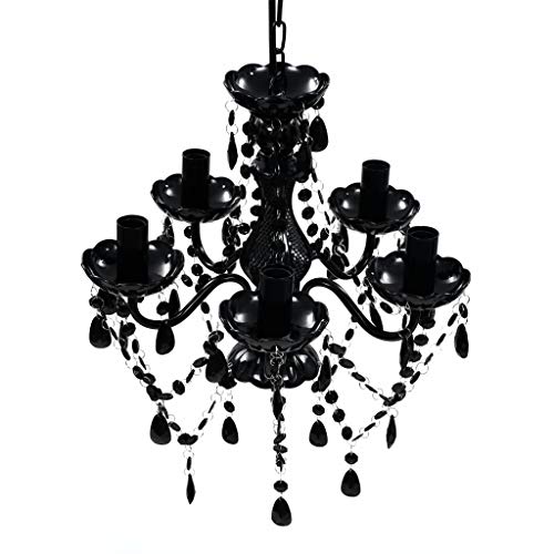 Candeeiro de Teto VIDAXL 5 Foco Preta Cristal vidaXL - Luminárias Decorativas - 5 focos, cristal, preta, LEDs