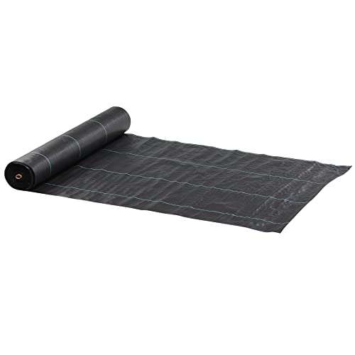 Máscara Anti-Herbas Outsunny | 2 x 50 m - Preto Outsunny - Tecido de paisagem - anti-herbas, 50m, preto