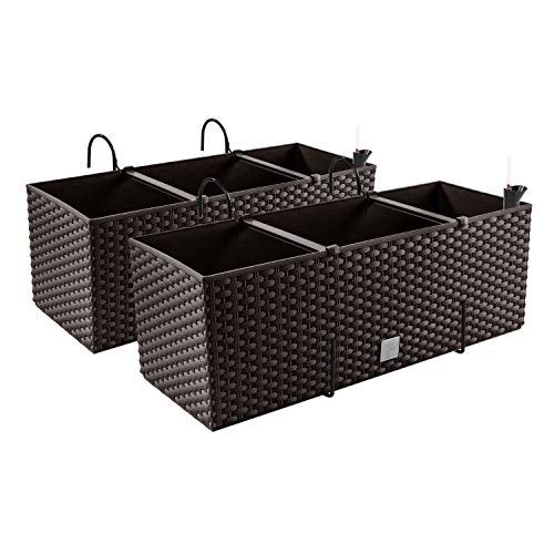 Conjunto de Vasos em Rattan com Suporte 2 Unidades PAFEN - Móveis de exterior - rattan, suporte, 2 unidades
