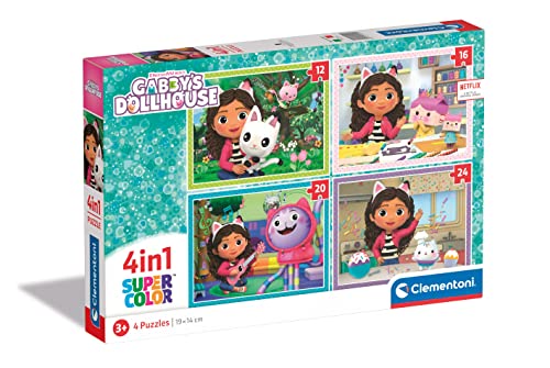 Puzzle CLEMENTONI 4 em 1: Gabby's Dollhouse (Idade Mínima Recomendada: 5 anos) CLEMENTONI - Quebra-cabeças de encaixar - 4 puzzles, 12 peças, 16 peças, 20 peças, 24 peças