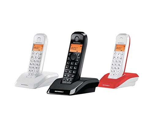 Telefone sem fio MOTOROLA Trio Preto, Branco e Vermelho Motorola - Telefonia - sem fio, preto, branco, vermelho