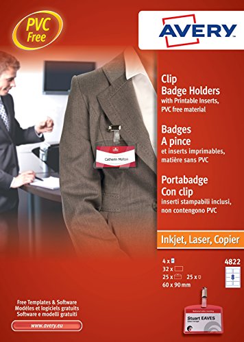 Etiqueta para Impressão Avery Clip Badge | Transparente Avery - Porta-crachás e porta-bilhetes - etiquetas, transparentes, clip badge