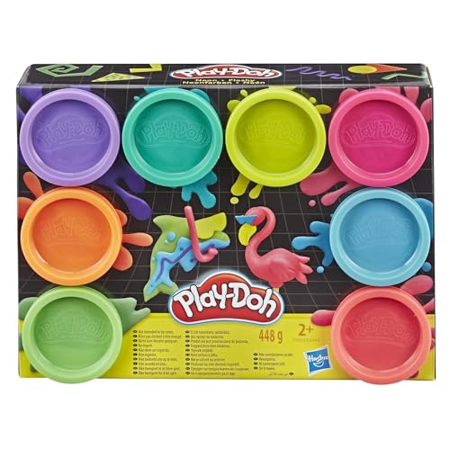 Conjunto de Modelagem de Argila PLAY-DOH Neon Colors (Idade Mínima: 3) Hasbro - Massa de modelar e putty - 8 potes, plasticina, neon colors, idade mínima: 3
