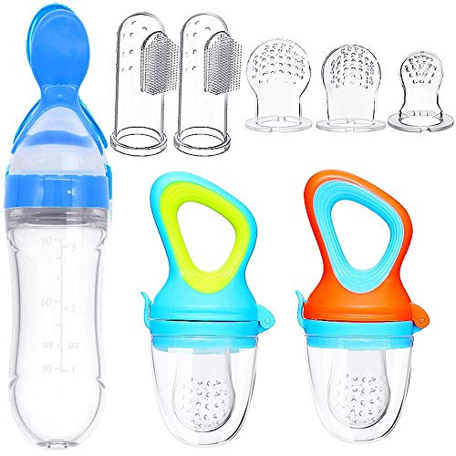 Alimentador de frutas para bebés 3 em 1 com cepillo de dedos BabyCareV - Cuidados com a higiene oral - bebés, 3 em 1, cepillo de dedos