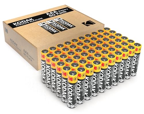 Pilhas KODAK AA Alcalina (Lítio-Manganés - 1,5V - 60 unidades) Kodak - Baterias de uso geral - 1300 mAh, aa, 1,5v, alcalino