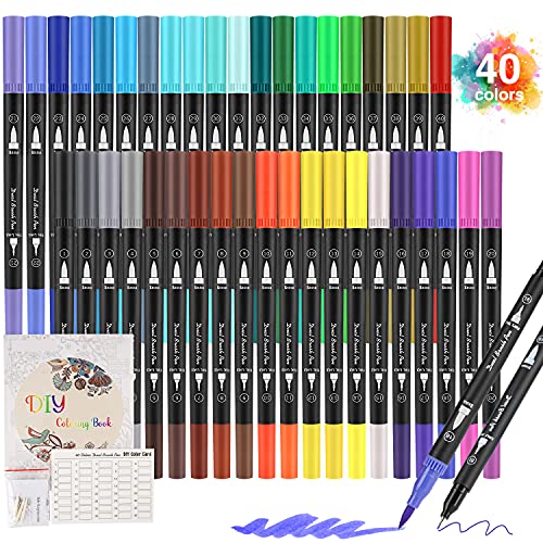 Canetas de Feltro PEAKNESS 40 Cores com Livro de Desenho Peakness - Marcadores e marcadores de texto - caneta, feltro, 40 cores, livro desenho