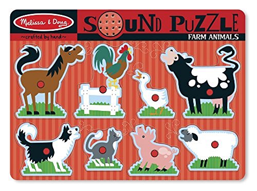 Jogo Educativo MELISSA & DOUG Farm Animals Puzzle (Idade Mínima Recomendada: 3 anos) Melissa & Doug - Quebra-cabeças de madeira e com pinos - puzzle, animais da fazenda, 3 anos