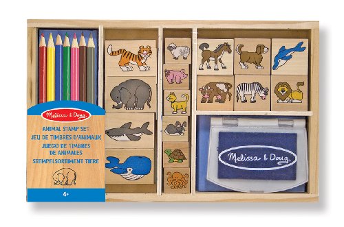 Kit de Carimbos para Crianças MELISSA & DOUG 13798 Melissa & Doug - Carimbos de borracha de escritório - selos, bloco, madeira, criança