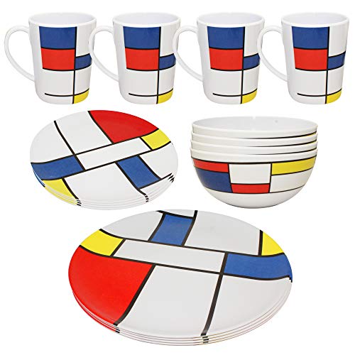 Conjunto 16 Peças de Refeição em Melamina STIJL BRAMBLE! - Jogos de jantar - 16 peças, melamina, brilhante, prato, tigela