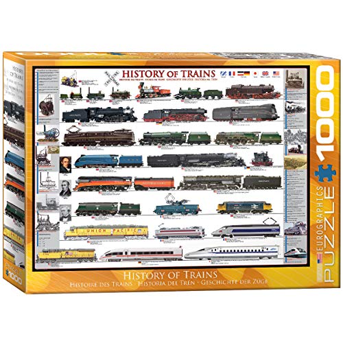 Puzzle 2D EUROGRAPHICS History of Trains 1000 pcs (1000 peças) EuroGraphics - Quebra-cabeças de encaixar - puzzle, 2d, eurographics, história dos comboios, 1000 peças