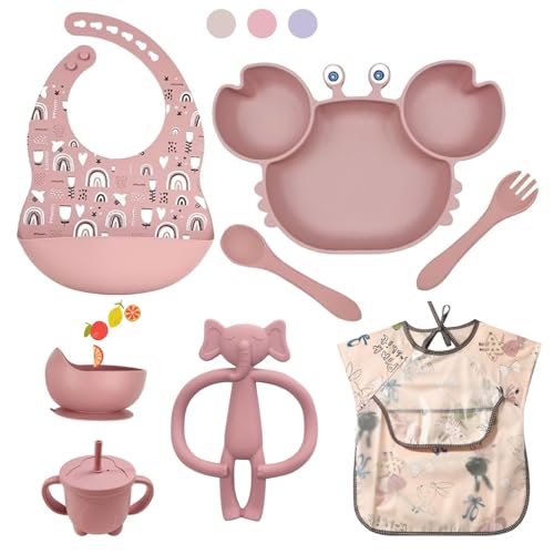 Conjunto de Refeição ASENME Silicone Rosa Intenso Dongguan Huayu Silicone Rubber Products Co., Ltd. - Jogos de jantar - silicone, 8 peças, ventosas, microondas