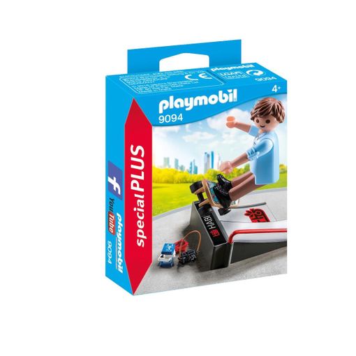 Playmobil Skatepark (Idade minima recomendada: 5 anos) PLAYMOBIL - Conjuntos de brinquedos - figura, acessórios, skatepark, rampo duplo, tubo duplo