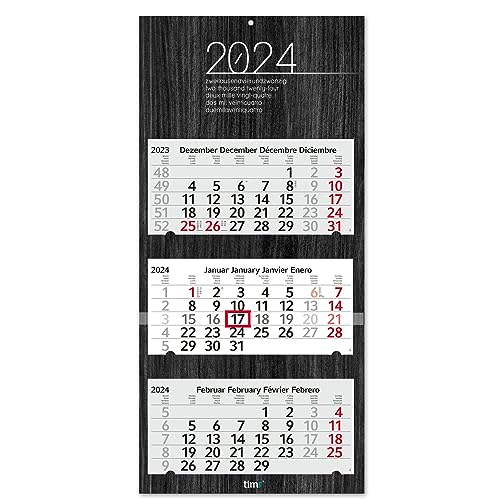 Calendário Elegante TIMR 2024 | Castanho, Preto (Calendários) easydruck24de - Calendários, organizadores e planejadores - madeira, carvalho, preto, dezembro 2023 a janeiro 2025
