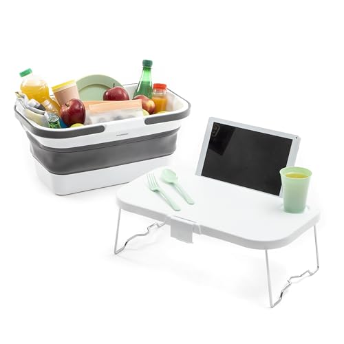Cesto de Campismo INNOVAGOODS com Tampo Dobrável (46 x 28 x 24 cm) InnovaGoods - Mesas dobráveis - cesto, campismo, innovagoods, tampo dobrável
