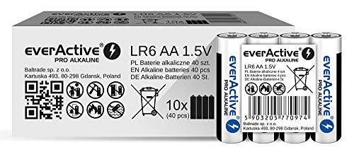 Pilhas Recarregáveis EVERACTIVE R6/AA (40 unidades) EVERACTIVE - Baterias - recarregáveis, alcalino, 2900 mAh, 40 unidades