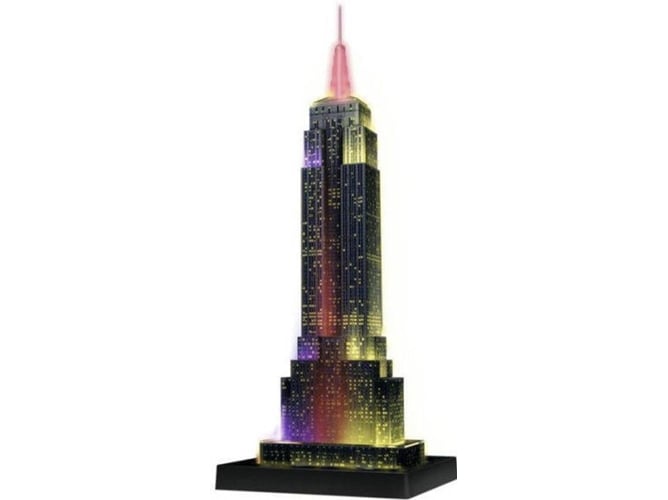 Puzzle 3D RUNANDRAKE Empire State Building: Night Edition (Idade Mínima: 12 - 216 Peças) Ravensburger - Quebra-cabeças de encaixar - puzzle 3d, torre empire state building, 216 peças, lâmpada LED, plástico