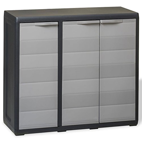 Armário de Arrumação VidaXL | 97 x 38 x 87 cm - Preto/Cinzento vidaXL - Conjuntos de móveis - 3 portas, 2 prateleiras ajustáveis, 1,2 kg, cadeado