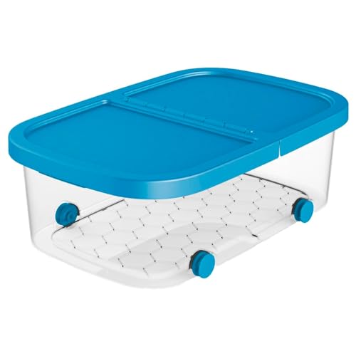 Caixa de Arrumação Infantil com Rodas e Tampo Azul AC Chino Antonio - Caixas de mudança e envio - rodas, tampo, azul, infantil