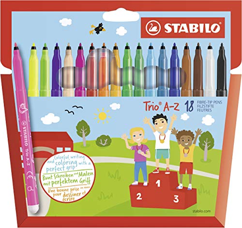 Marcador STABILO Trio Az (Ponta: Fina - Multicor) Stabilo - Marcadores e marcadores de texto - ponta fina, multicor, fibra 0,7mm, ergonômico