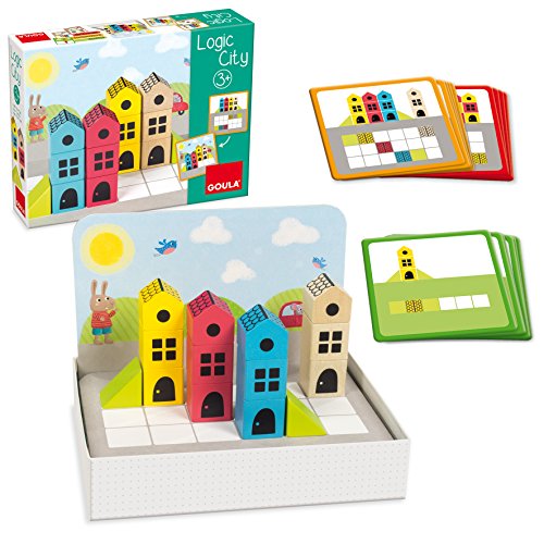 Puzzle de Madeira LOGIC CITY Construction City (Idade Mínima: 3) Goula - Jogos - madeira, 3 níveis, 14 peças, construção