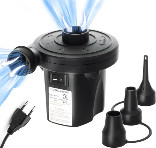 Bomba de Ar Elétrica Nestling Jy-019 | Preto Shenzhen nestling Technology Co. Ltd. - Equipamento atlético de uso geral - elétrica, 150W, 3 bocais, portátil