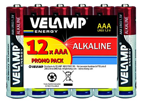 Pilhas VELAMP LR03/12PACK (12 unidades - Pilha alcalina) Velamp - Baterias de uso geral - alcalina, 1.5v, 120mAh, 12 unidades