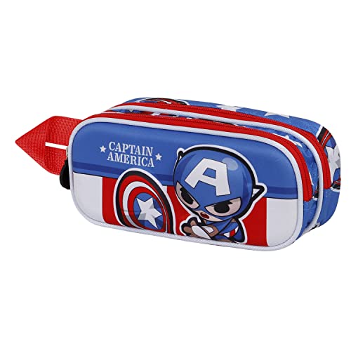 Estojo Duplo 3D Azul - Captain America Let'S Go KARACTERMANIA - Organizadores de mesa - estojo duplo, 3d azul, captain america, material resistente