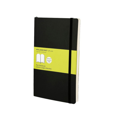 Caderno Liso Moleskine Soft Preto Grande Moleskine - Cadernos e bloco de notas - 192 páginas, capa maleável, bolsa interna, papel sem ácidos