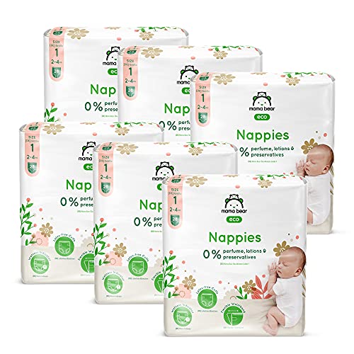 Fraldas MAMABEAR Eco (Tam: 1 - 2 a 4 kg) Amazon EU Sarl - Roupa interior - ecológico, sem perfumado, tamanho 1, 168 fraldas