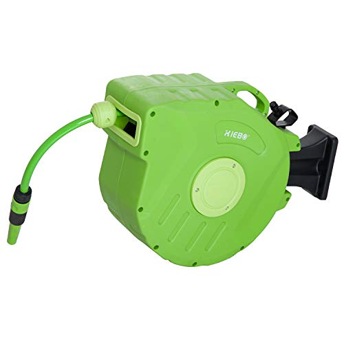 Carretil de Mangueira Outsunny | 15m + 1,5m | Suporte de Parede | Automático | 180° Outsunny - Mangueiras de jardim - 15m, suporte de parede, automático, 180°
