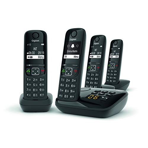 Telefone sem fio GIGASET AS690 A Quattro Preto Gigaset - Telefonia - sem fio, identificação do chamador, bloqueio de chamadas, 14 horas autonomia