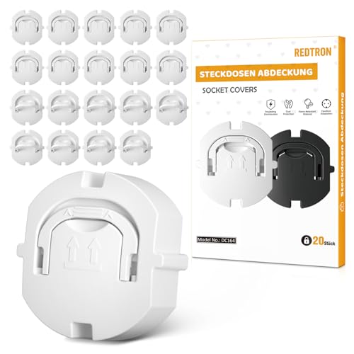 Pack 20 Proteções Elétricas Infantis Brancas REDTRON - Tampas de plugue elétrico - 20 proteções, infantis, brancas, abs incombustível