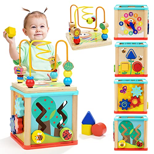 Brinquedo Didático TOP BRIGHT Cubo de Actividade Sun Top - Brinquedos - coordenação motriz, capacidades sensoriais, 6 faces geométricas, madeira