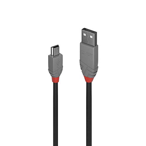 Cabo de Dados ANTHRA LINE (USB A - Mini USB B - 5 m - Preto) Lindy - Cabos de armazenamento e transferência de dados - usb a, mini usb b, 5 m, preto