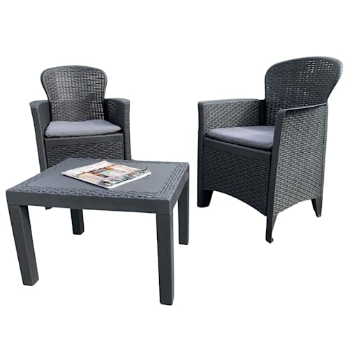 Conjunto de Jardim PROGARDEN Akita (Cinzento - Aço) Progarden - Conjuntos de móveis de exterior - aço, 2 cadeiras, tapete de vinil, 1 m²