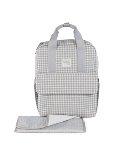 Mochila I LOVE VICHY (Cinzento - Poliéster - 29x20x10 cm) WALKING MUM - Mochilas - poliéster, veludo, bolsos internos, bolsos externos, asas de transporte
