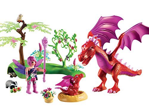 Playmobil 9134 Guardiã das Fadas com Dragões (Jogos de Construção) PLAYMOBIL - Conjuntos de brinquedos - guardiã das fadas, dragões, castelo, movimentos, cabeça, asas