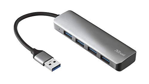 Trust Halyx Aluminium 4-Port Usb 3.2 Hub Usba 3.1 Gen 1 4X Usba 3.2 Gen 1 Cinza Trust - Concentradores usb e firewire - usb, hub, alumínio, cinzento