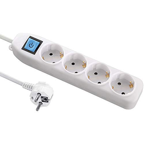 Extensão Elétrica ELECTROLINE 59661 (4 Tomadas - Tipo F - 1.5 m) Electraline - Filtros de linha e supressores de surtos - 4 tomadas, interruptor, 1,5 m, tipo f