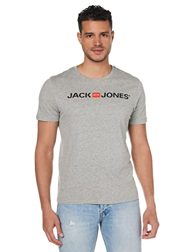 Camisa para Homem JACK & JONES JJEJCORP Logo Tee Cinza para Fitness (XL) JACK & JONES - Camisas e tops - logo, algodão, lavável à mão