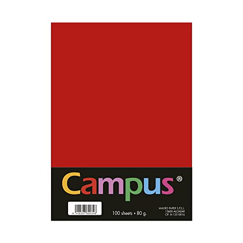 Papel Campus 100 Folhas Papel A4 80G/M² Cor: Vermelho Campus University - Papel de impressora e copiadora - papel campus, 100 folhas, a4, 80g/m², vermelho